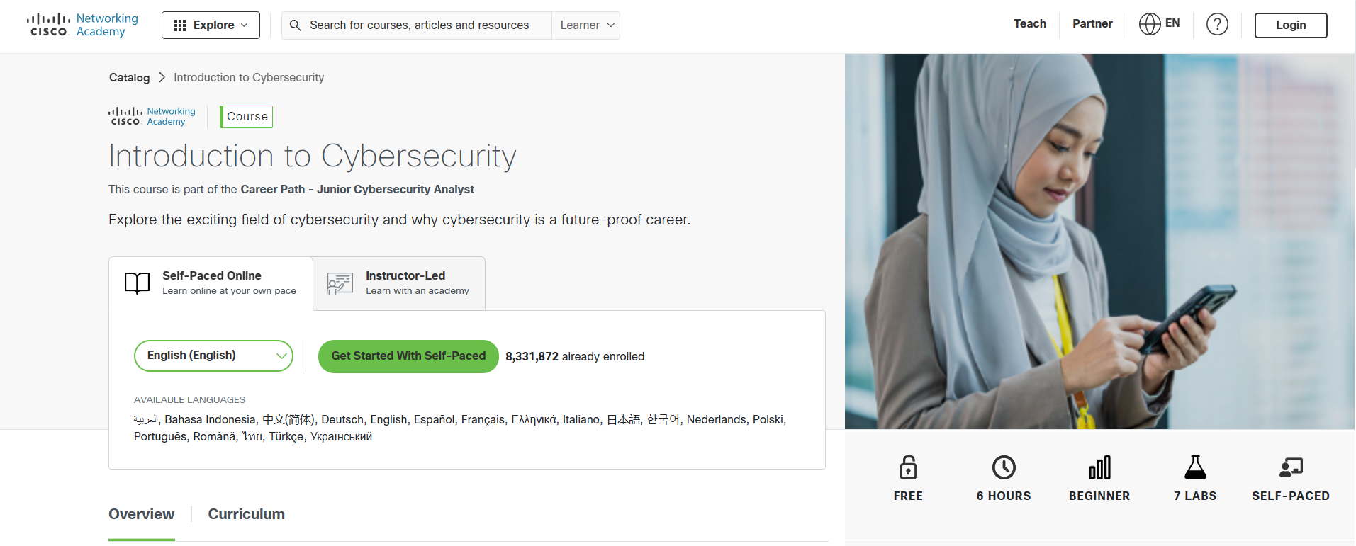 "Free cybersecurity course 2026 on Coursera interface"
"Cisco cybersecurity training dashboard"