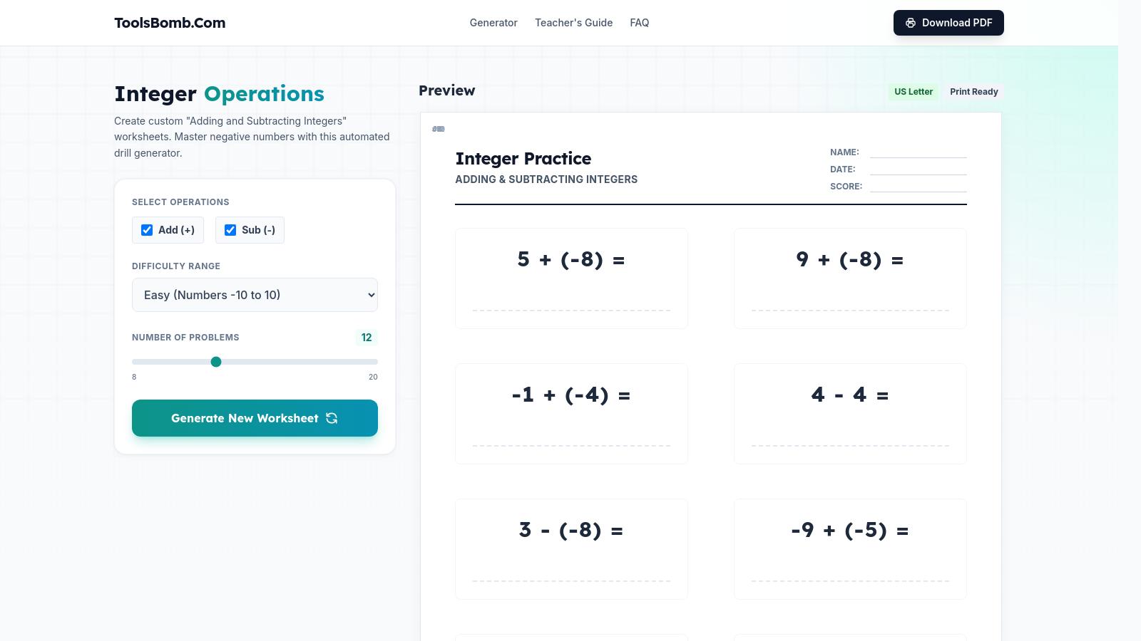 Discover the 5 best Math Worksheet Generators FREE for students in Grade 4–6. Create unlimited PDF worksheets for integers, rounding numbers, prime factorization, PEMDAS, and more.