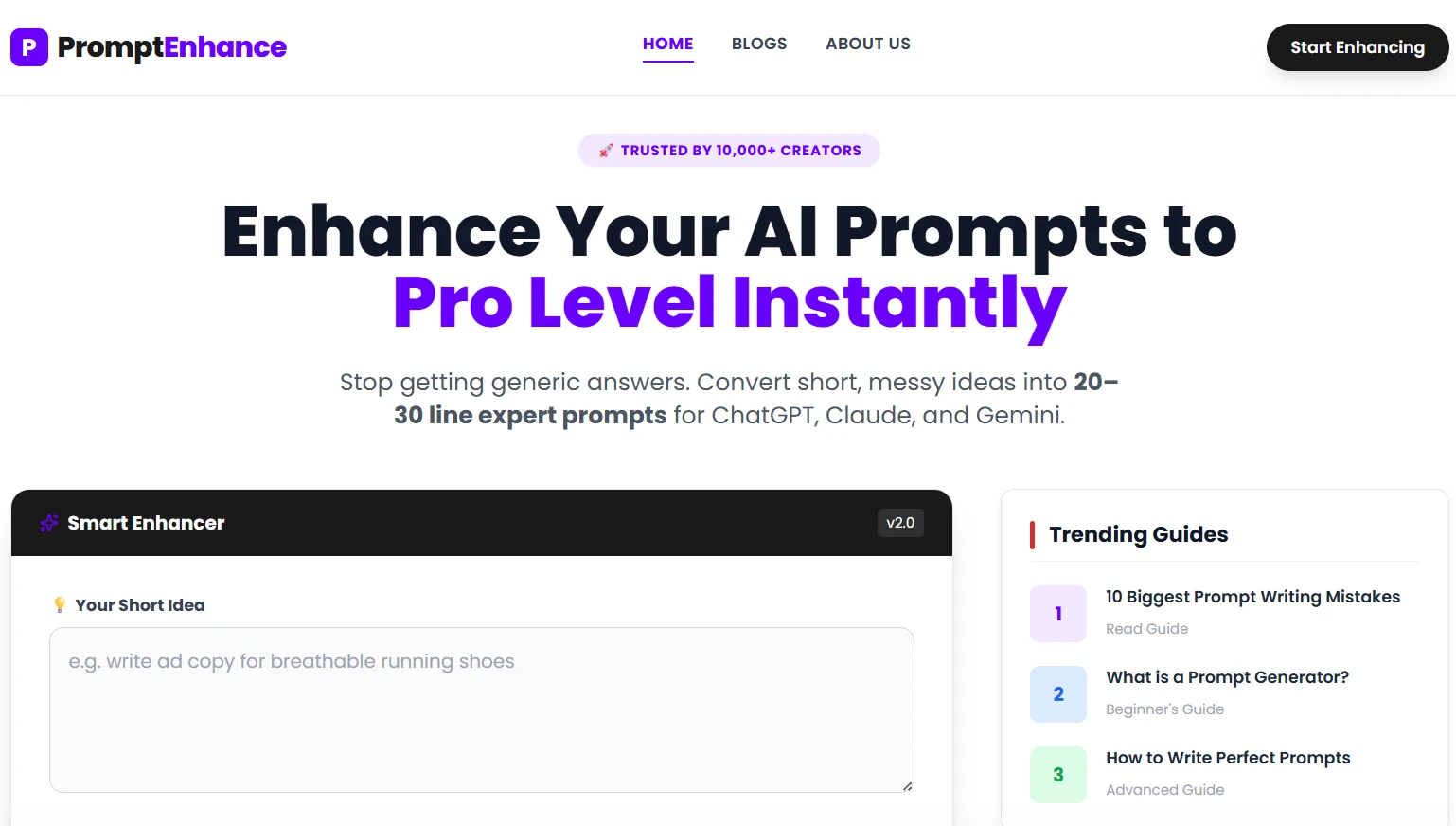 PromptEnhance.IN - with this tool - people can turn any boring prompt to professional prompts.